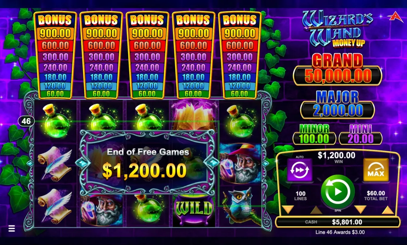 Wizard's Wand Money Up Slot