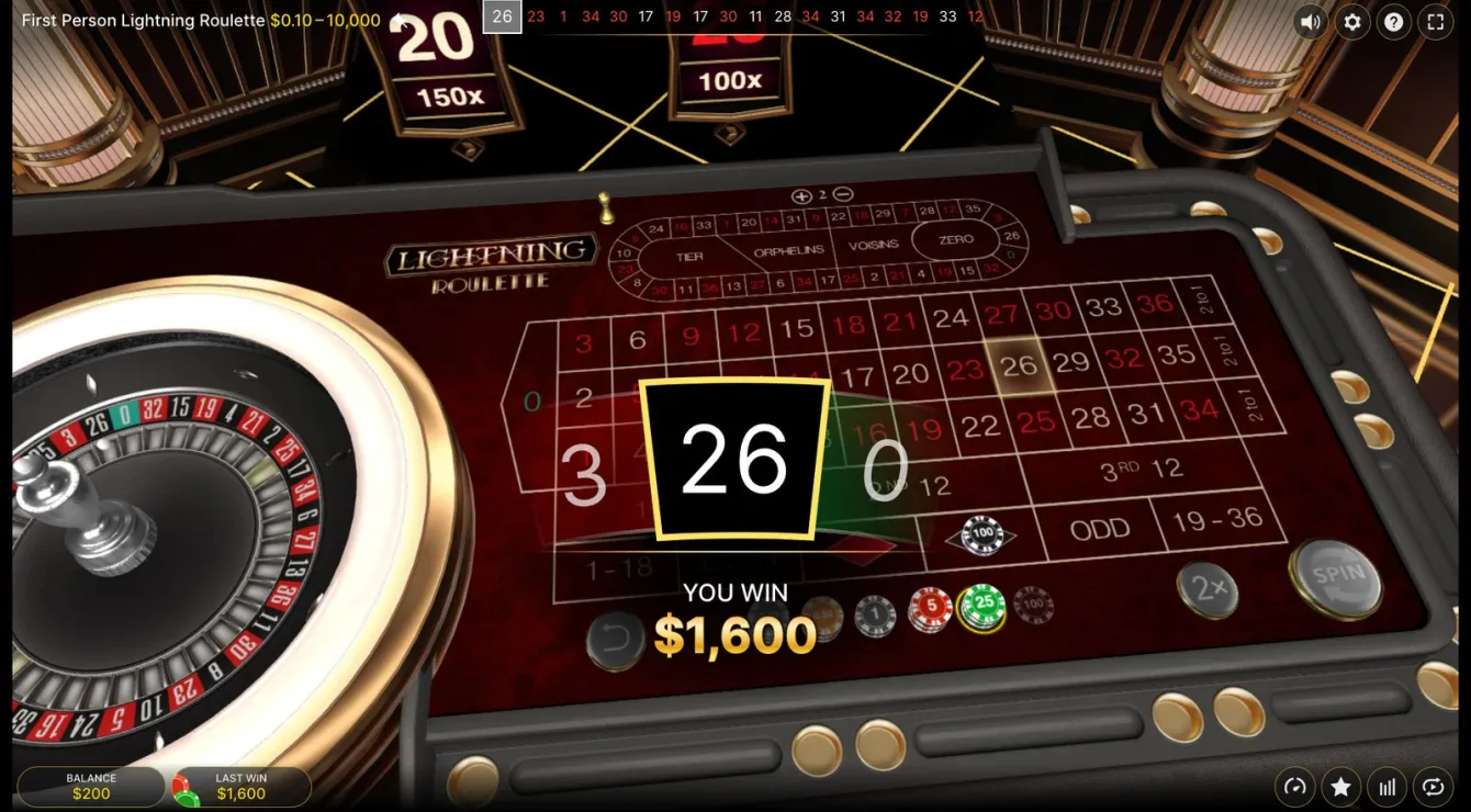 First Person Lightning Roulette Slot