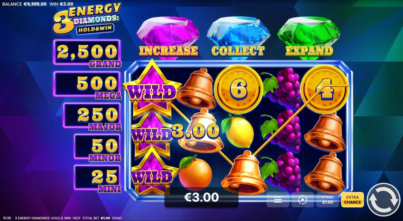 3 Energy Diamonds: Hold &amp; Win Slot