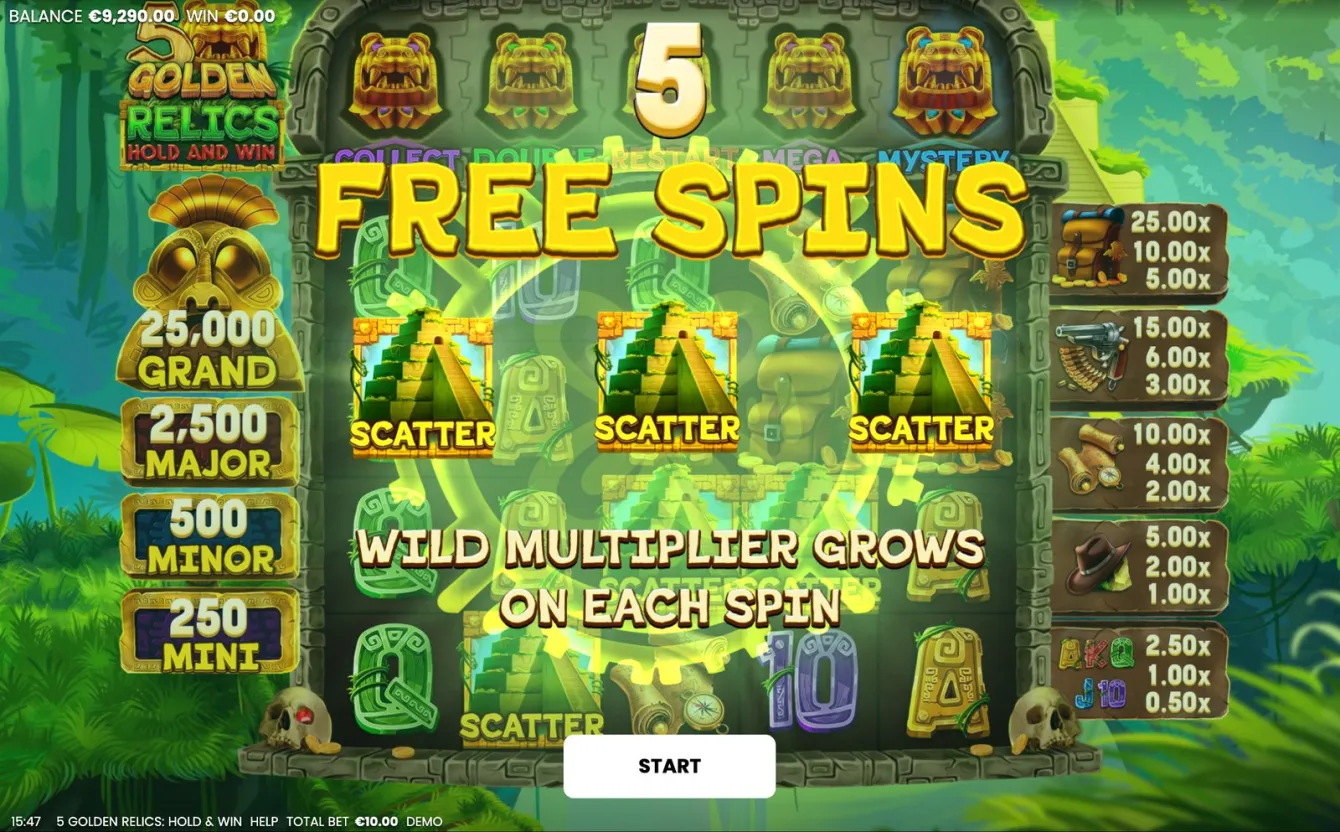 5 Golden Relics: Hold &amp; Win Slot