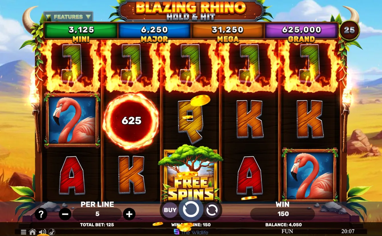 Blazing Rhino Hold &amp; Hit Slot